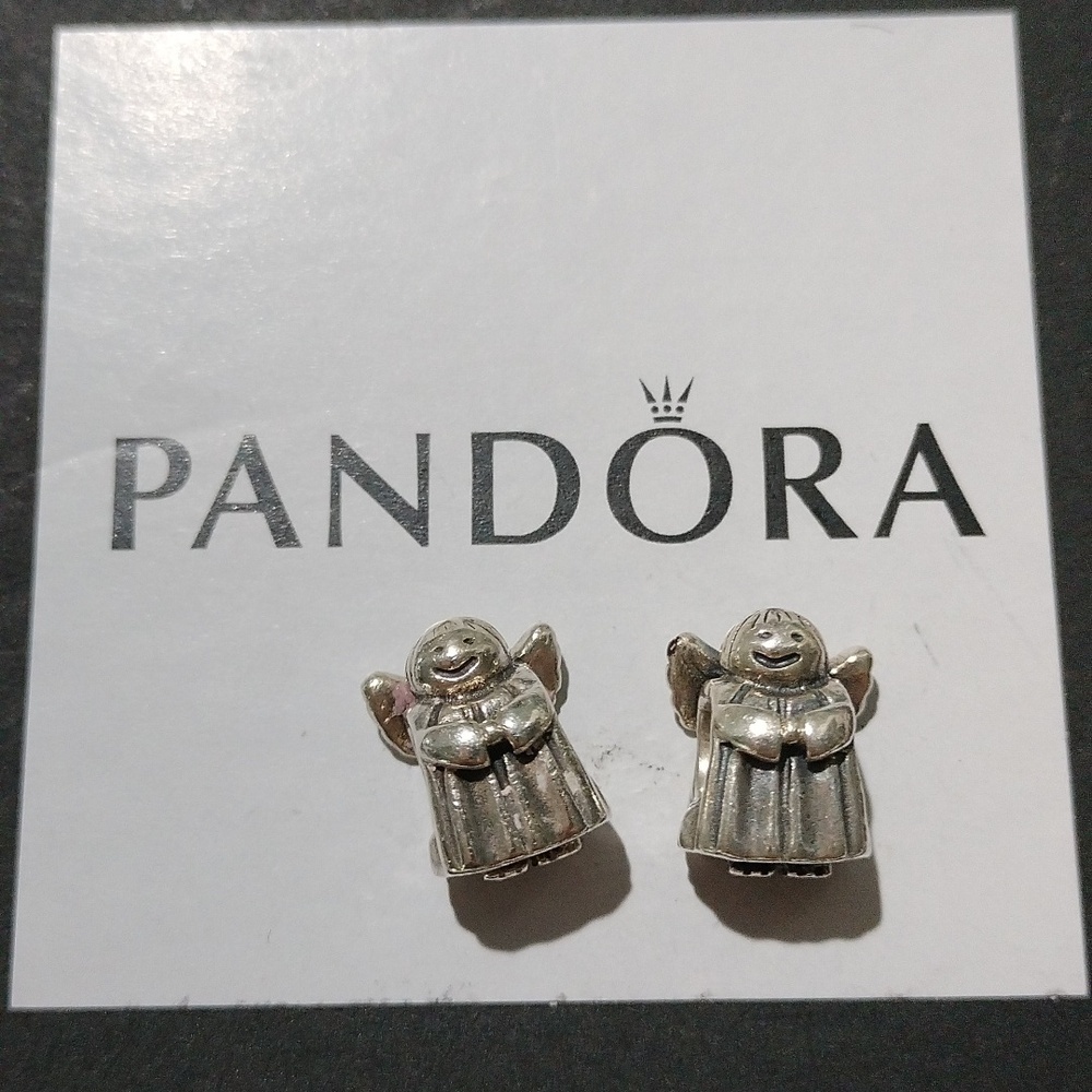 Pandora Angel of Hope Charm 790337 ALE 925 Sterling Silver, Set of 2